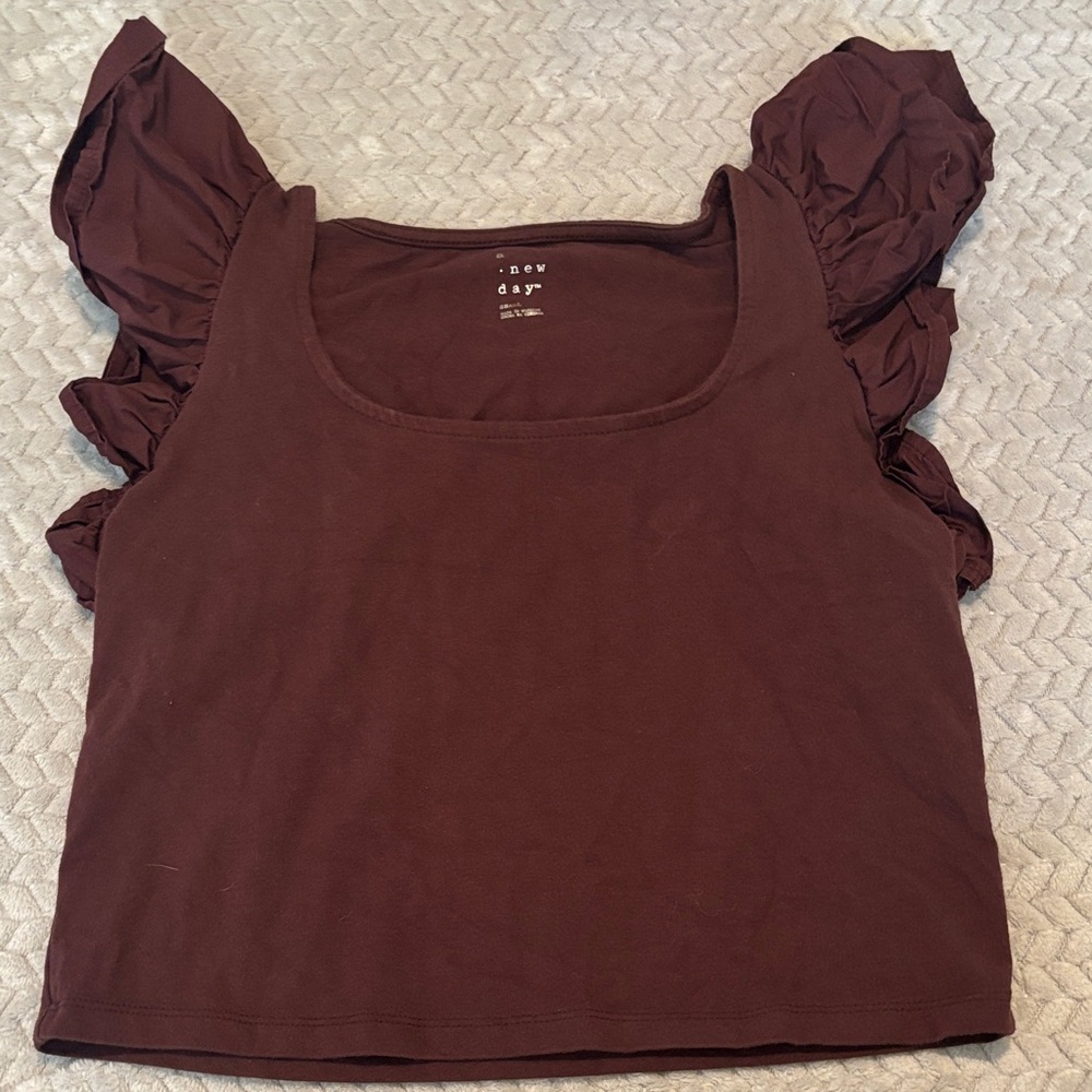 A New Day Brown Ruffle sleeved Top